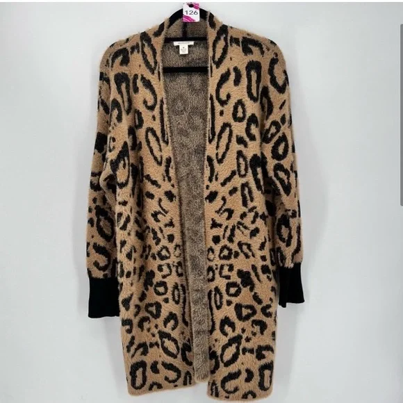 Westbound leopard long cardigan, fuzzy, soft - Picture 7 of 10